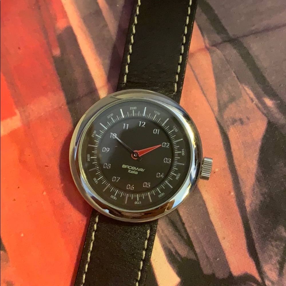 Brosway black/ silver  Mens leather watch